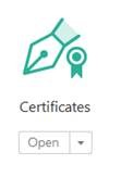 Screenshot of Adobe Acrobat Pro that says Certificates - Open