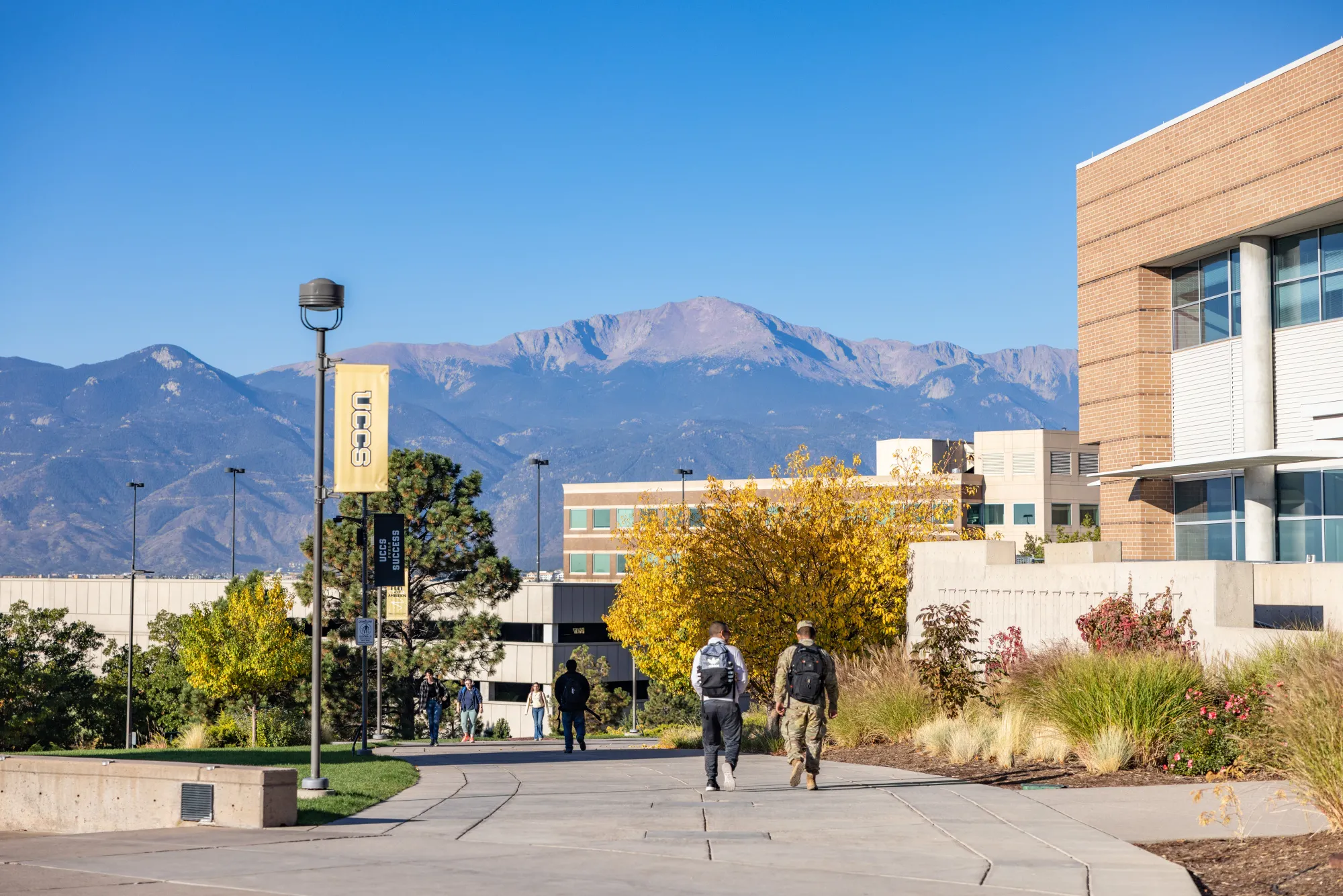 students walking on campus together