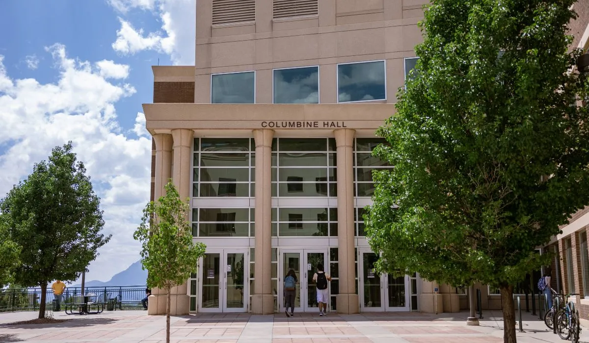 entrance of columbine hall on uccs campus